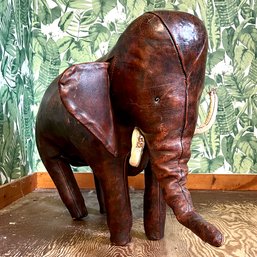 An Original Dimitri Omersa Leather Elephant Footstool For Abercrombie And Fitch - 1960's