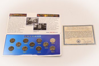 1942-1945 Complete United States Wartime Nickel Set W/ COA