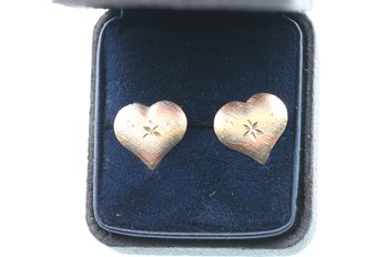 14k Yellow Gold Heart Earrings