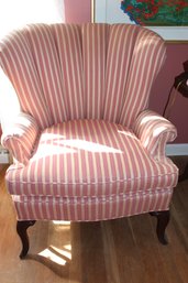 Pink And Beige Upholstered Armchair