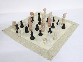 Soapstone & Satin Glass Chess Pieces