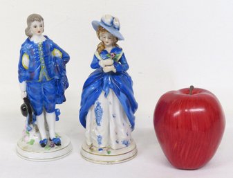 Two Japanese Patent Porcelain Figurines Mid-century Era