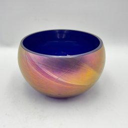 Vintage Steven Maslach Iridescent Art Glass Bowl