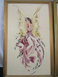 Set Of Two Handmade Cross Stitch Framed Art - Fairies