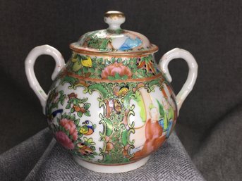 Beautiful Antique Rose Medallion Lidded Jar - Lovely Decoration - No Apparent Damage - Westport Estate