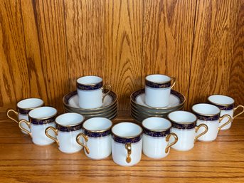 Richard Ginori Italy Porcelain Espresso Set Blue And Gold