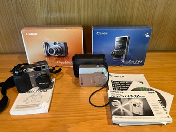 Camera Lot A- 4 PC Digital Camera Set: Olympus Camedia C-3000, Fuji FinePix 6800, Canon Power Shot A620 & S80