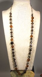 Fine Genuine Gemstone Beaded Necklace Including Moonstones 28' Long