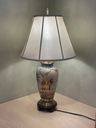 Wildwood Ceramic Jar Lamp With Elephant And Palm Tree Design