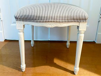 An Attractive Louis XVI Style Vanity Seat In Striped Linen