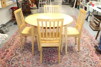 Wood Dropleaf Table And Four Chairs