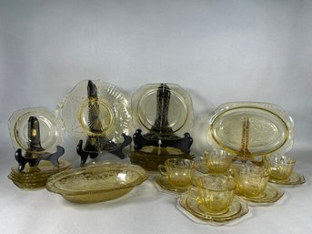 Vintage Federal Glass Madrid Amber Set