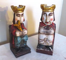 Pair Of Spain Figures Queen Isabella And Ferdinand Carved Wood