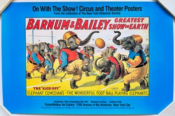 1991 Barnum & Bailey Circus Poster Greatest Show On Earth, Elephants, Copyright 1918, New, Still Rolled