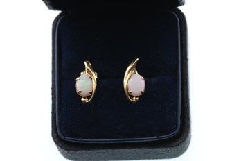 14k Yellow Gold Opal Earrings