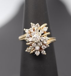 Amazing Multiple Diamond 14k Yellow Gold Cocktail Ring