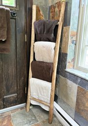 A Raw Wood Ladder - Grand For Towels Or Display!