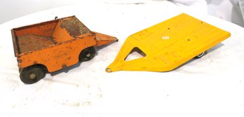 2 Vintage Tonka Construction Trailers And Haulers