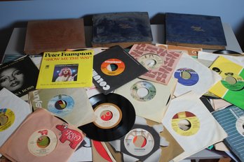Table Full Of 45 Rpm Records In Sleeves Over 50 - Lot One