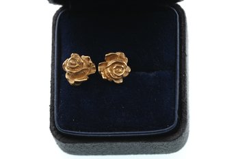 14k Yellow Gold Rose Stud Earrings