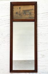 A Vintage Trumeau Mirror With Wallace Nutting Print