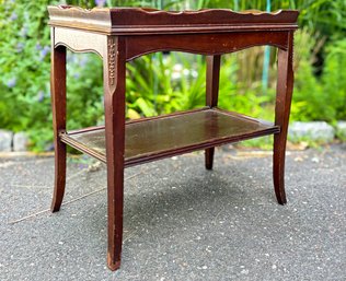 A Vintage Mahogany Side Table With Leather Top - C. 1940's