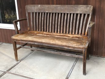 Very Nice Vintage Courthouse / School Bench - Restore ? Paint ? Leave As Is ? - Whatever You Do IT'S GREAT !