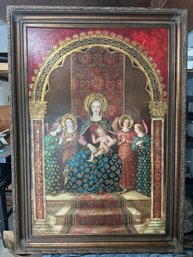 Spectacular Madonna And Jesus Signed Mendoza Oil Painting HUGE 4 X 6 Ft