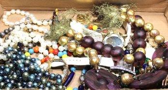 Mixed Lot Of Necklaces, Watches, Etc. Costime Jewelry Vintage To Contemporary Wearable