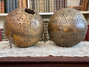 Attic Find! A Pair Of Vintage Brass Moroccan Lanterns