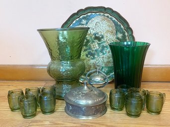 Vintage Green Glassware And More