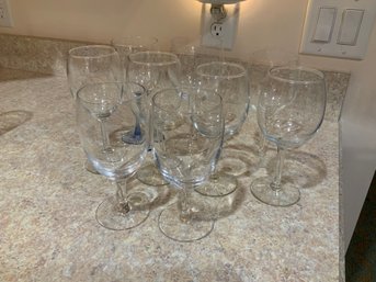 9 Assorted Wine Glasses