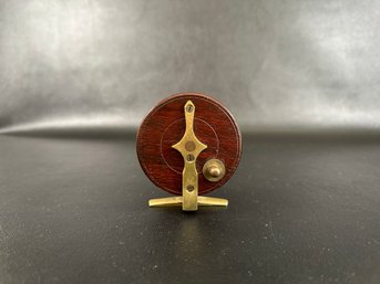 A Vintage Fishing Reel In Wood & Brass #5, Milwards