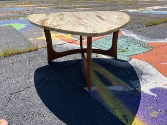 Mid-century Modern Coffee Table By Adrian Pearsall With Travertine Marble Top And Walnut Wood Base