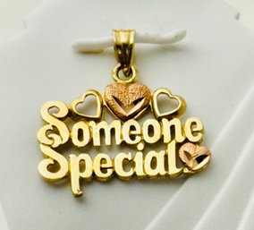 PRETTY 14K ROSE AND YELLOW GOLD 'SOMEONE SPECIAL' PENDANT OR CHARM