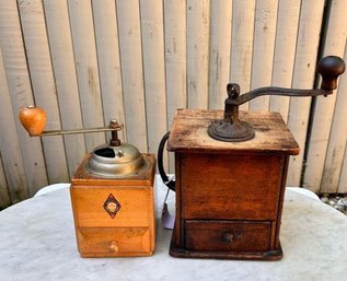 Handsome West German Coffee Grinder Circa 1947 And Antique Crank Coffee Grinder