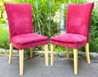 A Pair Of Vintage Upholstered Side Chairs In Chenille