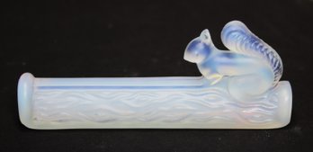 Signed Vintage Sabino French Opalescent Knife Rest W Squirrel