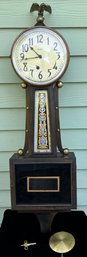 Vintage Ingraham Wood Case Banjo Wall Clock Eagle Finial