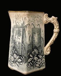 Late 1800's Ridgeways Of England Porcelain Transferware Pitcher- Vistas Pattern