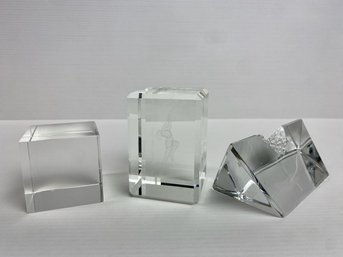 Crystal Paperweights - Waterford Times Square 2000, Figure Skater, Clear Block