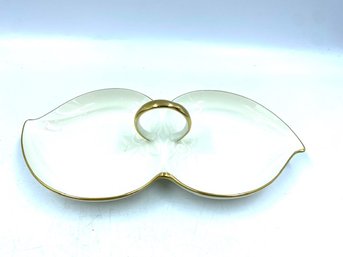 24KT Gold Trimmed Ivory Bone China 2-part Dish By Mikasa