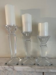 Trio Of Crystal Candlesticks