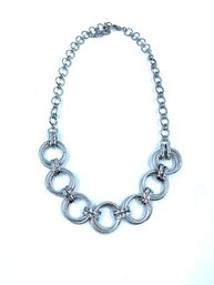 Silvertone Circular Link Necklace