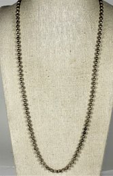 24' Long Sterling Silver Beaded Italian Chain Necklace