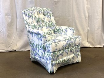 A Vintage Upholstered Armchair By Sherrill, Button-Tufted Back
