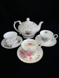 Tea Pot Cups And Saucers