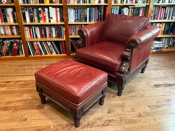 Stunning Hancock & Moore Red Leather Chair & Ottoman