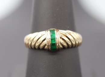 Vintage Gorgeous Multi Emerald & 10k Yellow Gold Ring