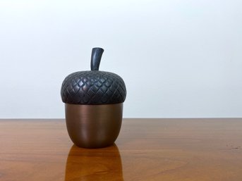 Crate And Barrel Bronze Acorn Candlepot - Never Used